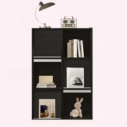 Modern Black Wood Cube Storage Shelf Modular Bookcase Image - 15