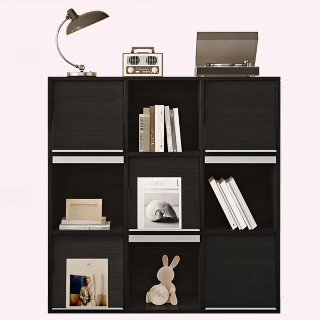 Modern Black Wood Cube Storage Shelf Modular Bookcase Image - 16