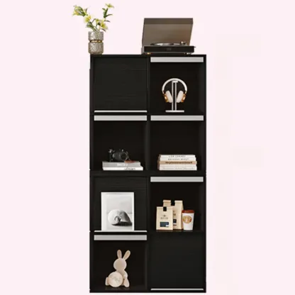 Modern Black Wood Cube Storage Shelf Modular Bookcase Image - 17