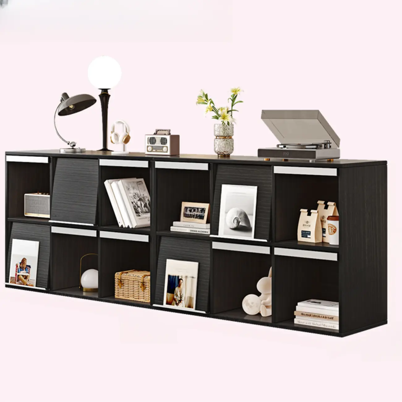 Modern Black Wood Cube Storage Shelf Modular Bookcase Image - 18 | homeyfad
