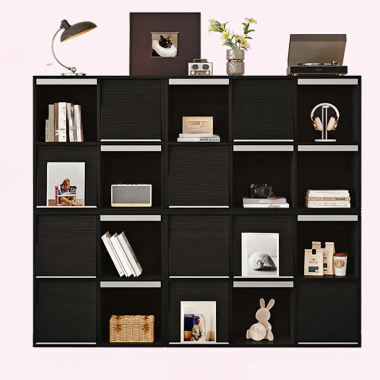 Modern Black Wood Cube Storage Shelf Modular Bookcase Image - 19 | homeyfad