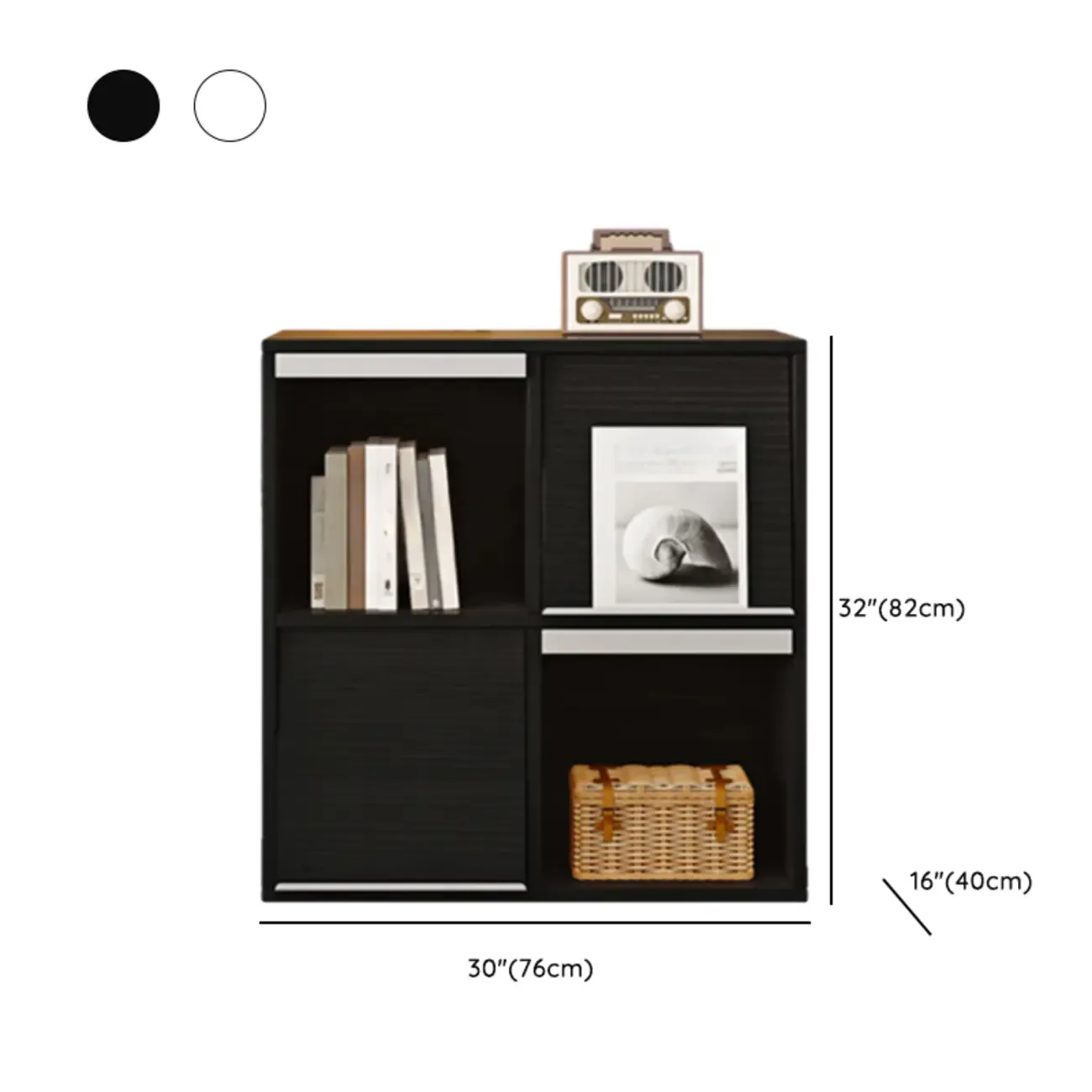 Modern Black Wood Cube Storage Shelf Modular Bookcase #size