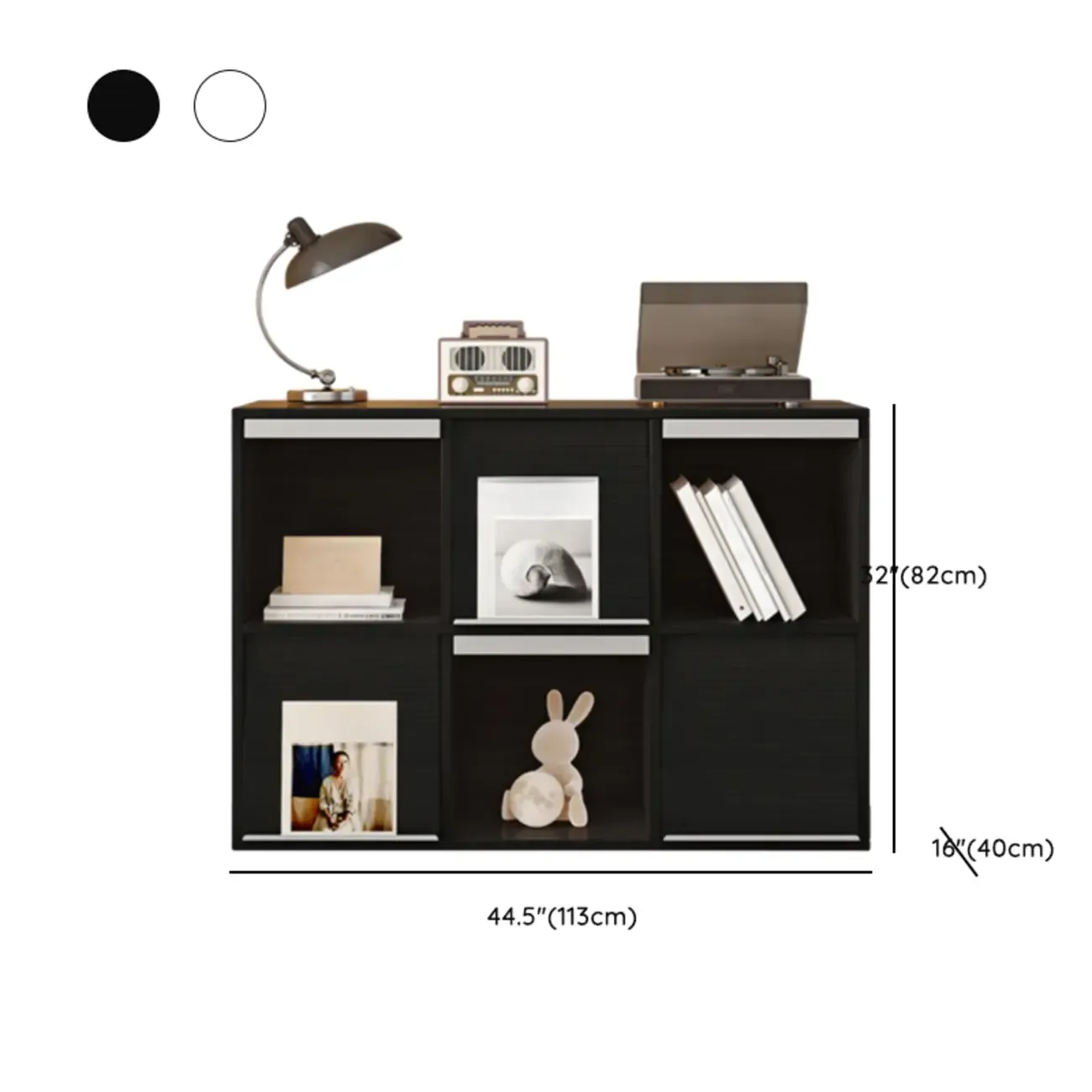 Modern Black Wood Cube Storage Shelf Modular Bookcase Image - 21