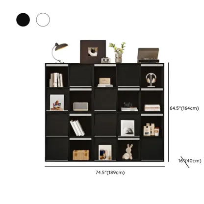 Modern Black Wood Cube Storage Shelf Modular Bookcase Image - 26