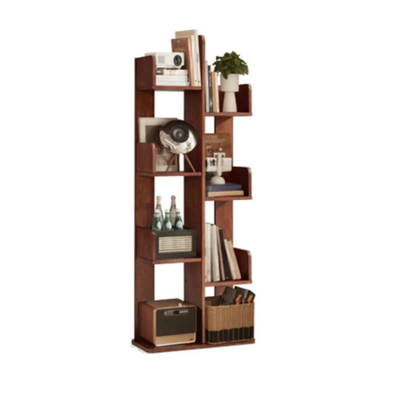 Rectangle Brown Wood 4-Tier Open Bookcase Image - 2 | homeyfad