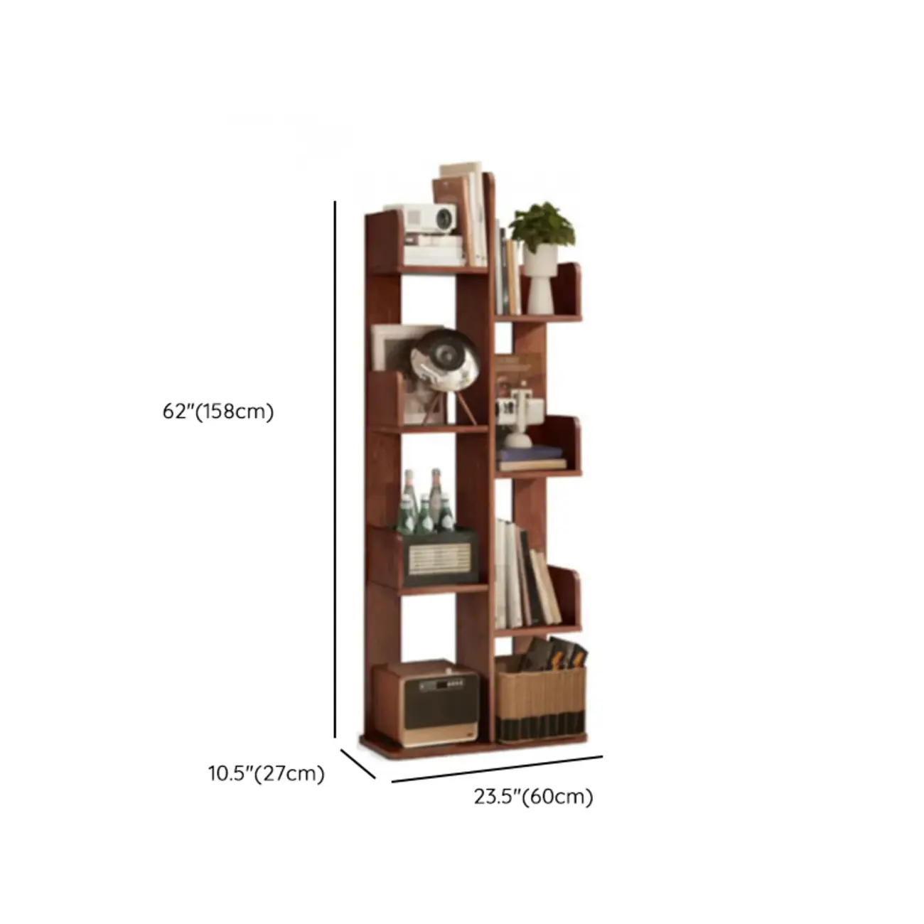 Rectangle Brown Wood 4-Tier Open Bookcase Image - 8 | homeyfad