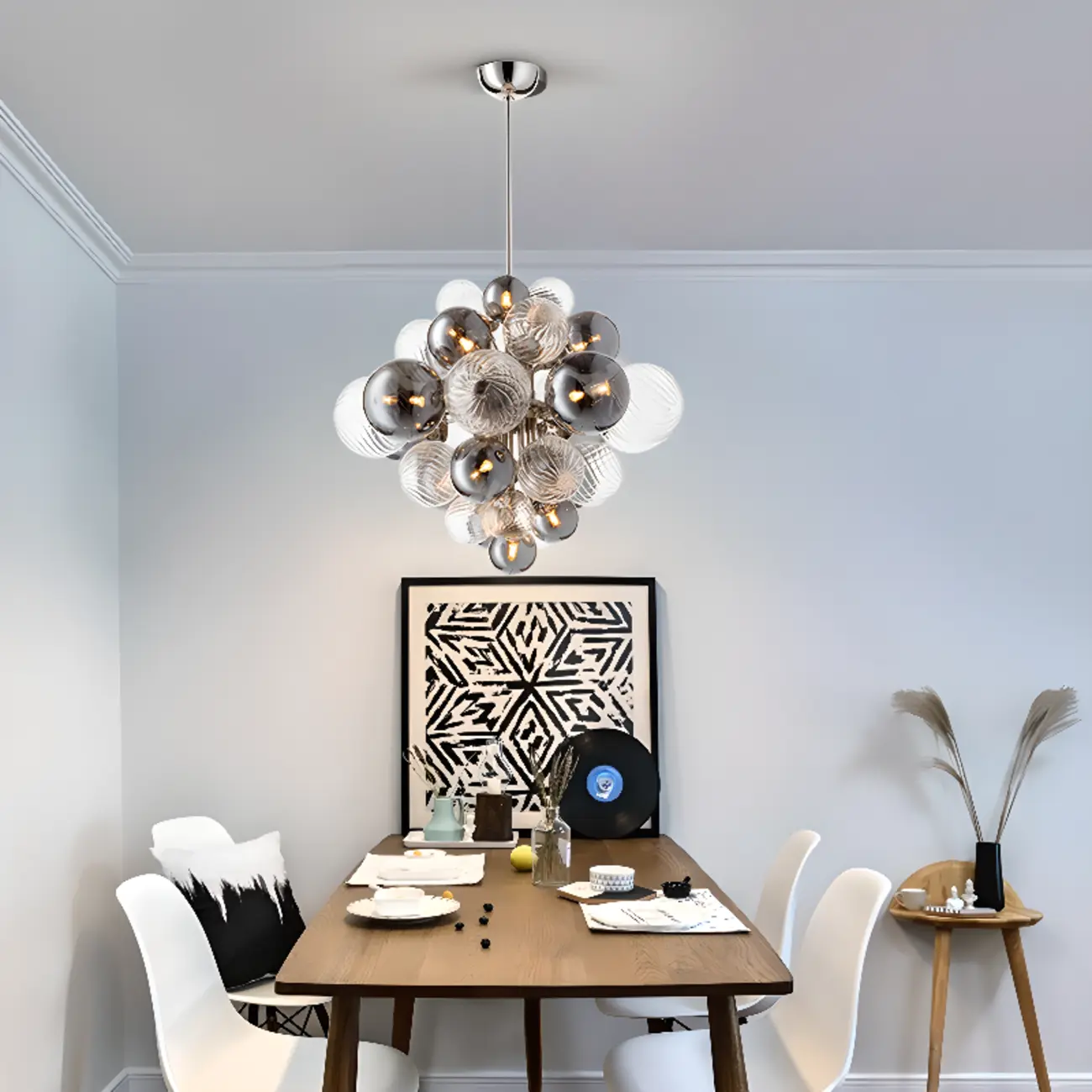 Modern Glass Cluster Chandelier for Dining Room Image - 2 | homeyfad