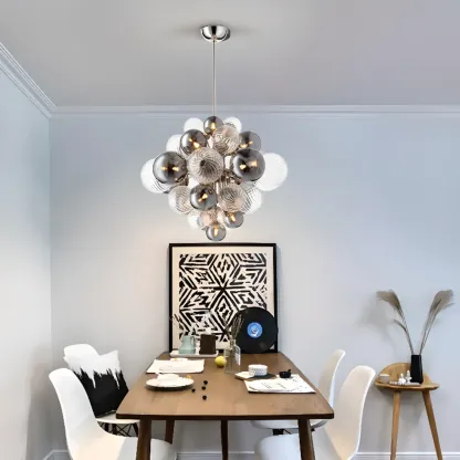 Modern Glass Cluster Chandelier for Dining Room Image - 2