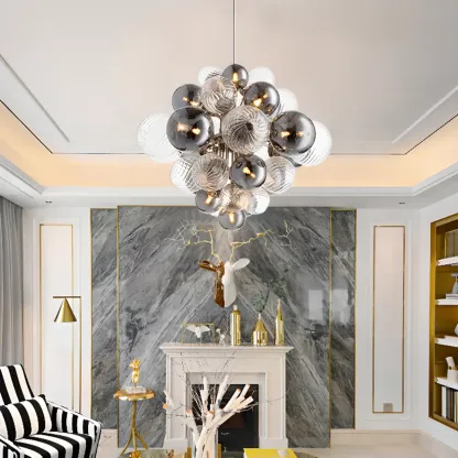 Modern Glass Cluster Chandelier for Dining Room Image - 1