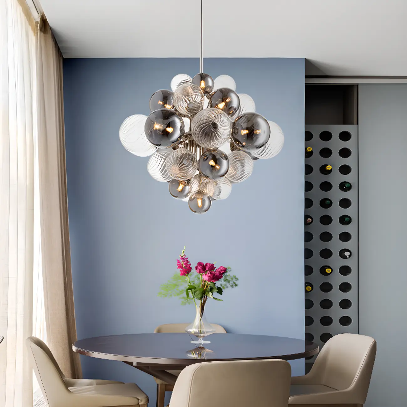 Modern Glass Cluster Chandelier for Dining Room Image - 3 | homeyfad