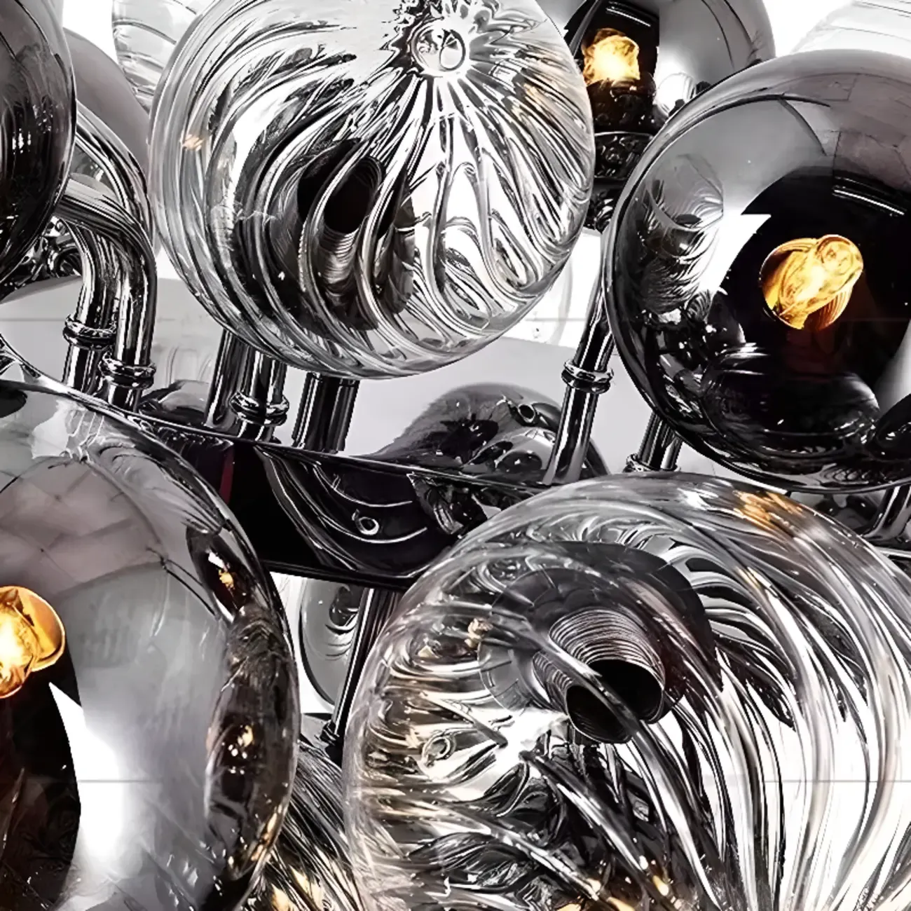 Modern Glass Cluster Chandelier for Dining Room Image - 5