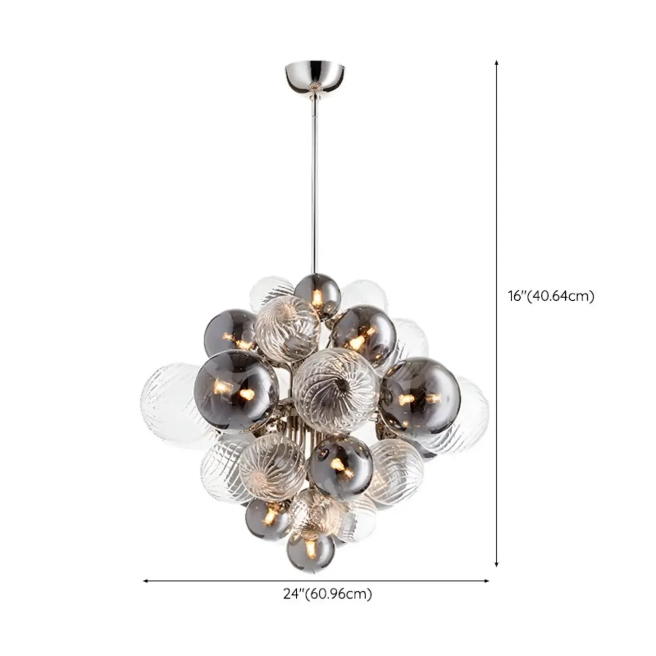 Modern Glass Cluster Chandelier for Dining Room #size