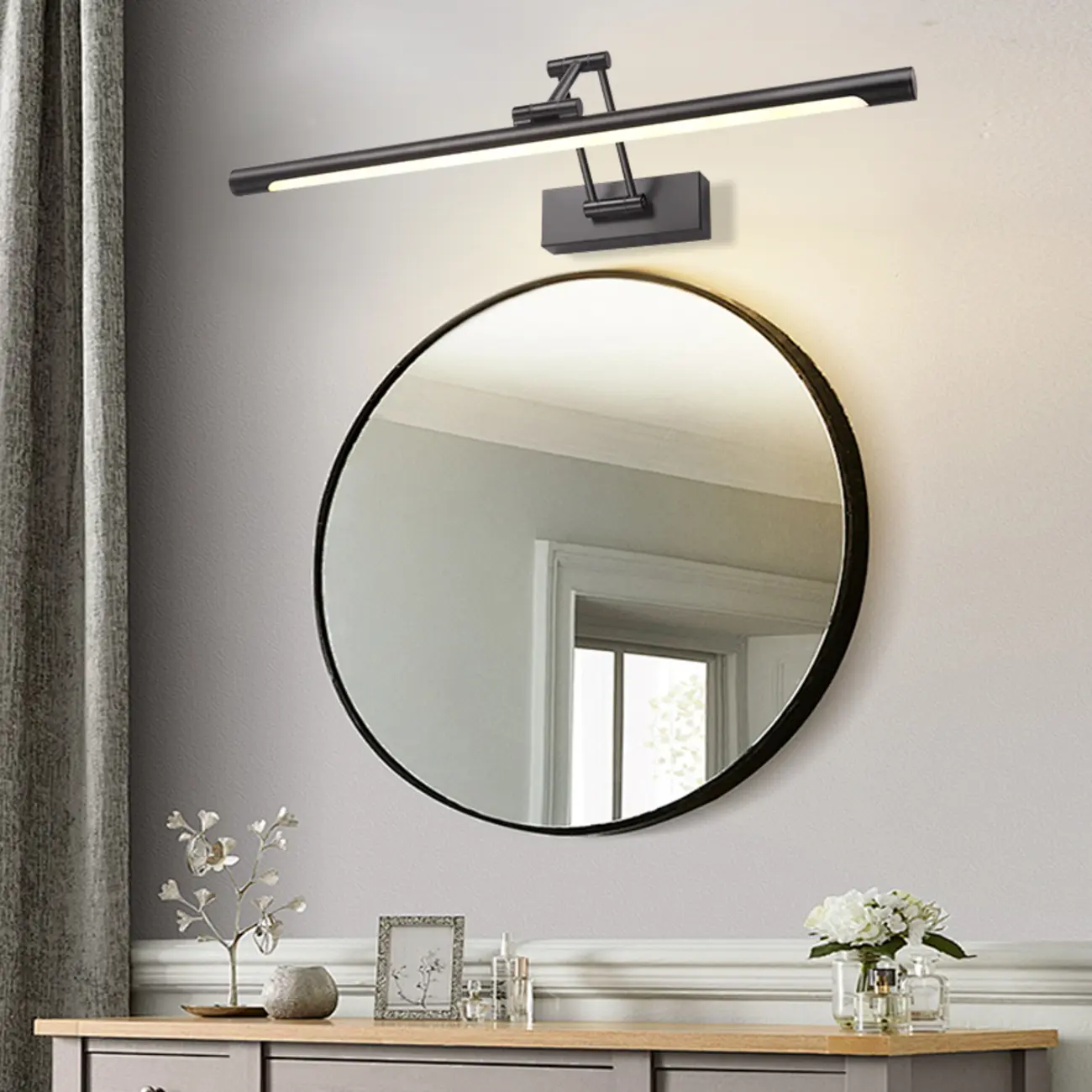 Contemporary Black Metal Cylinder LED Vanity Lights Image - 1 | homeyfad