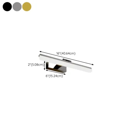 Rectangle 1-Light Black Metal Vanity Light for Bathroom #size