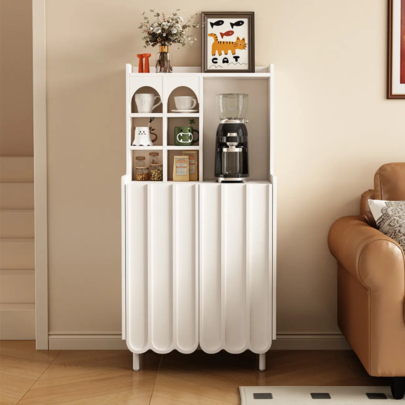 Scandinavian Wooden 3 Shelf Sideboard Cabinet in Black or White Image - 3 | homeyfad