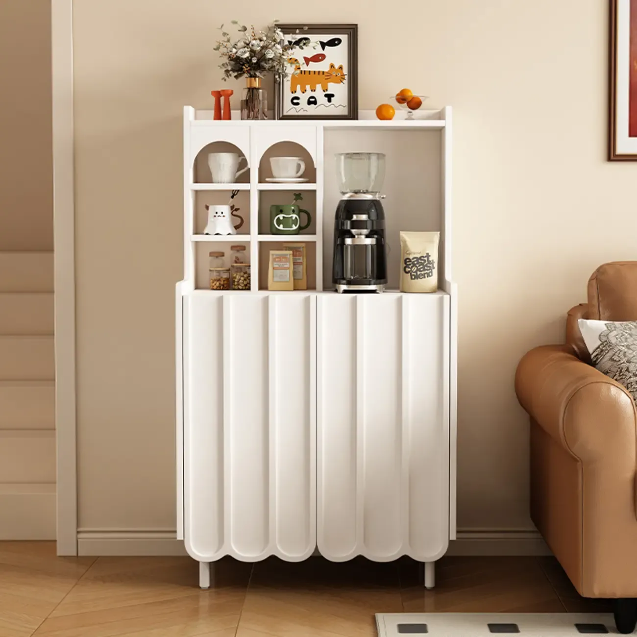 Scandinavian Wooden 3 Shelf Sideboard Cabinet in Black or White Image - 4