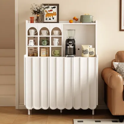 Scandinavian Wooden 3 Shelf Sideboard Cabinet in Black or White Image - 2