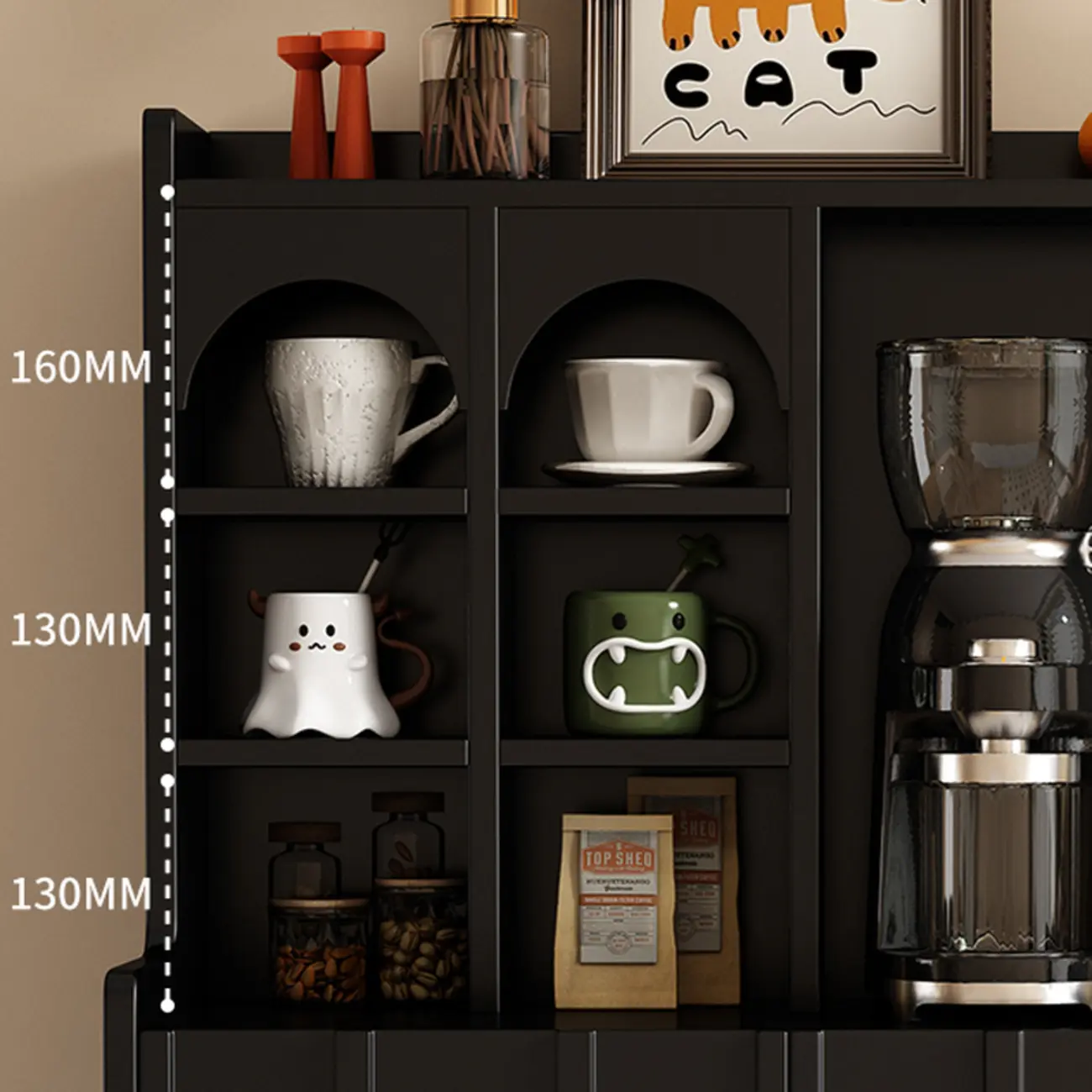 Scandinavian Wooden 3 Shelf Sideboard Cabinet in Black or White Image - 5 | homeyfad