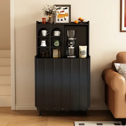 Scandinavian Wooden 3 Shelf Sideboard Cabinet in Black or White Image - 7