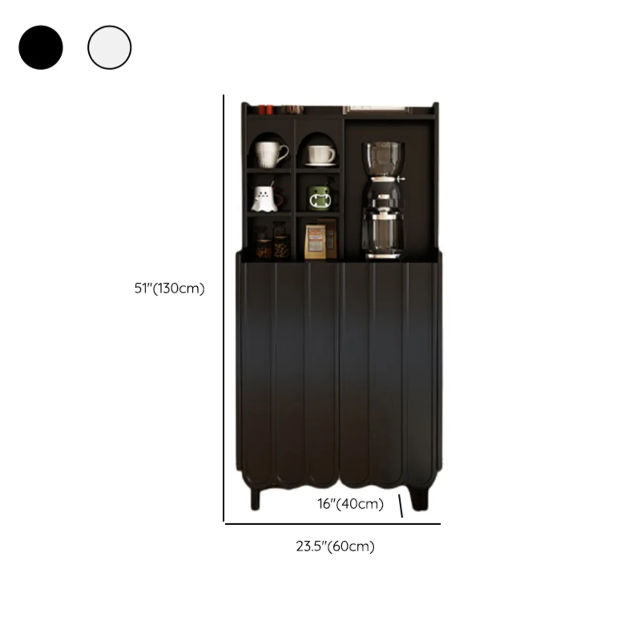 Scandinavian Wooden 3 Shelf Sideboard Cabinet in Black or White #size | homeyfad