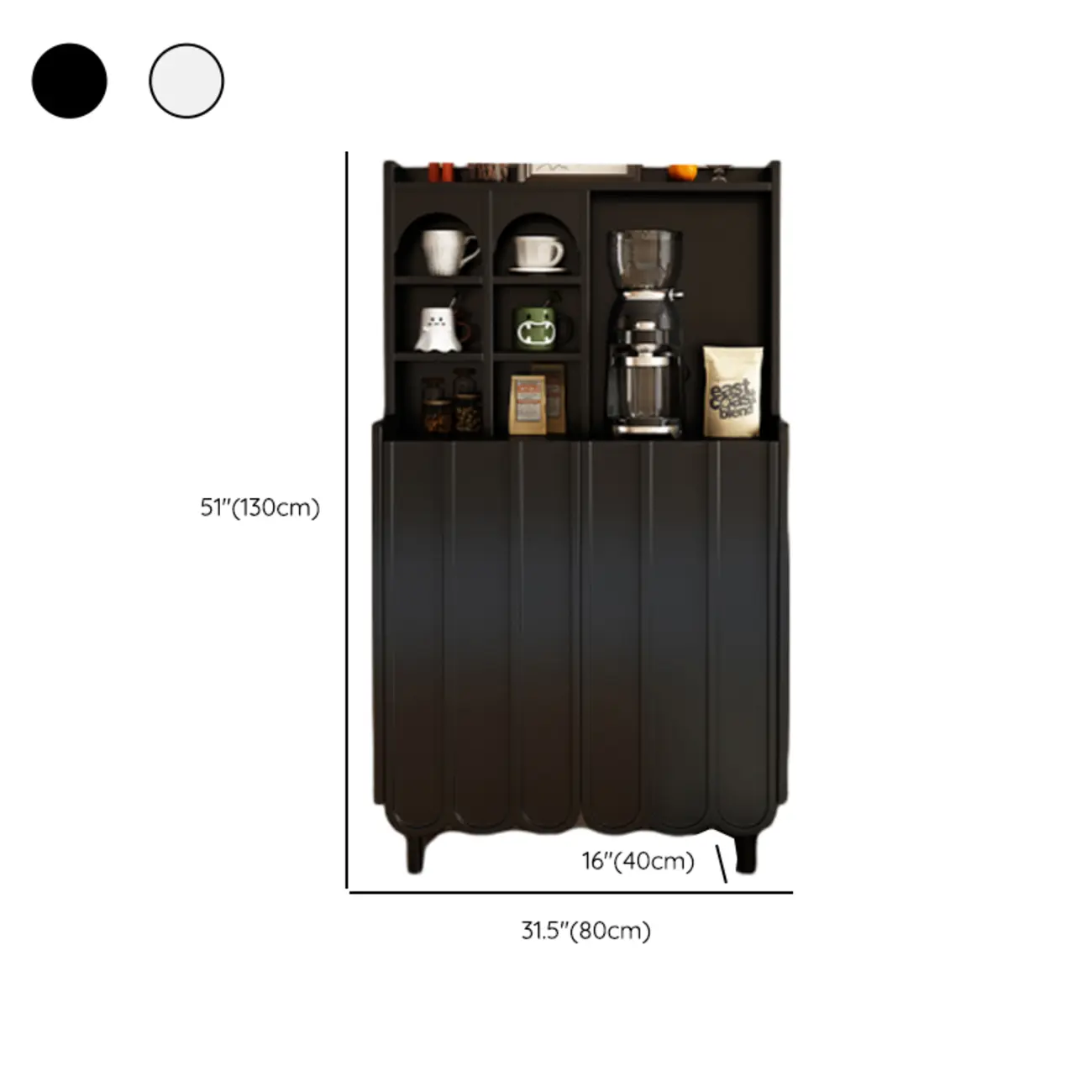 Scandinavian Wooden 3 Shelf Sideboard Cabinet in Black or White Image - 12 | homeyfad