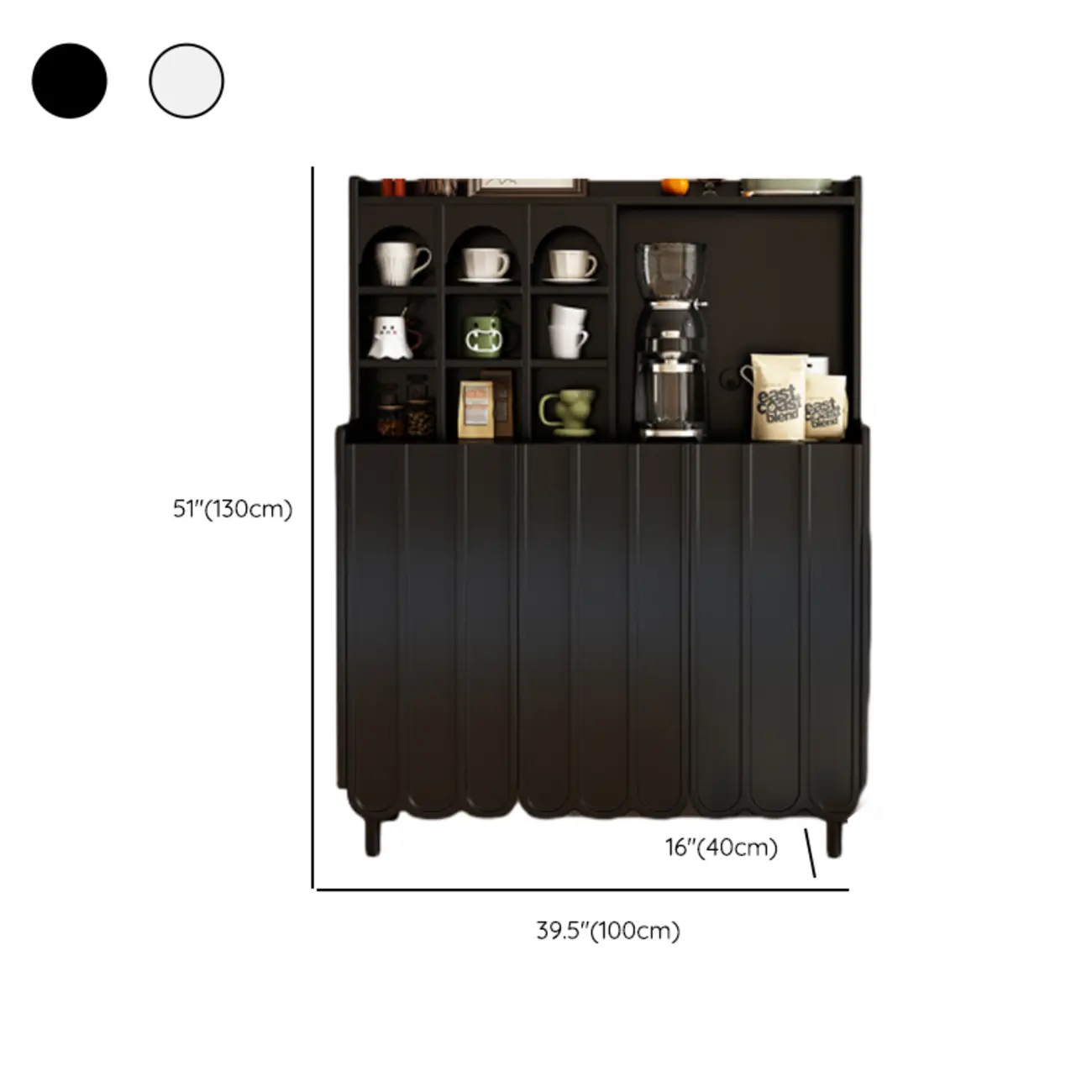 Scandinavian Wooden 3 Shelf Sideboard Cabinet in Black or White Image - 13 | homeyfad