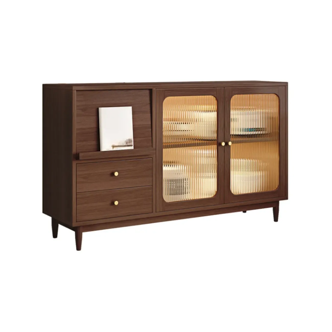 Natural Finish Rubberwood Sideboard with Drawers Image - 9