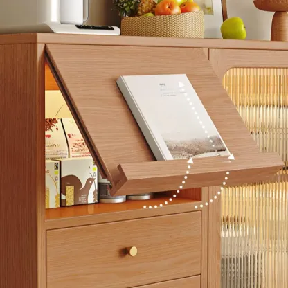 Natural Finish Rubberwood Sideboard with Drawers Image - 8