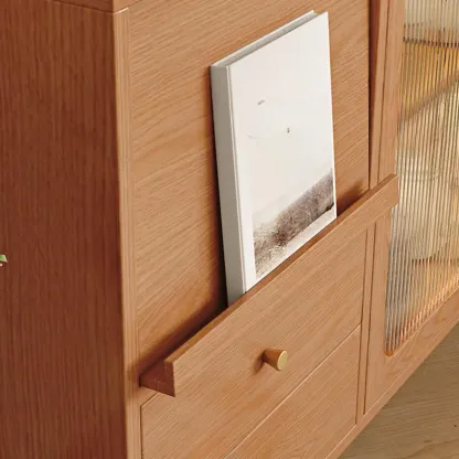 Natural Finish Rubberwood Sideboard with Drawers Image - 12