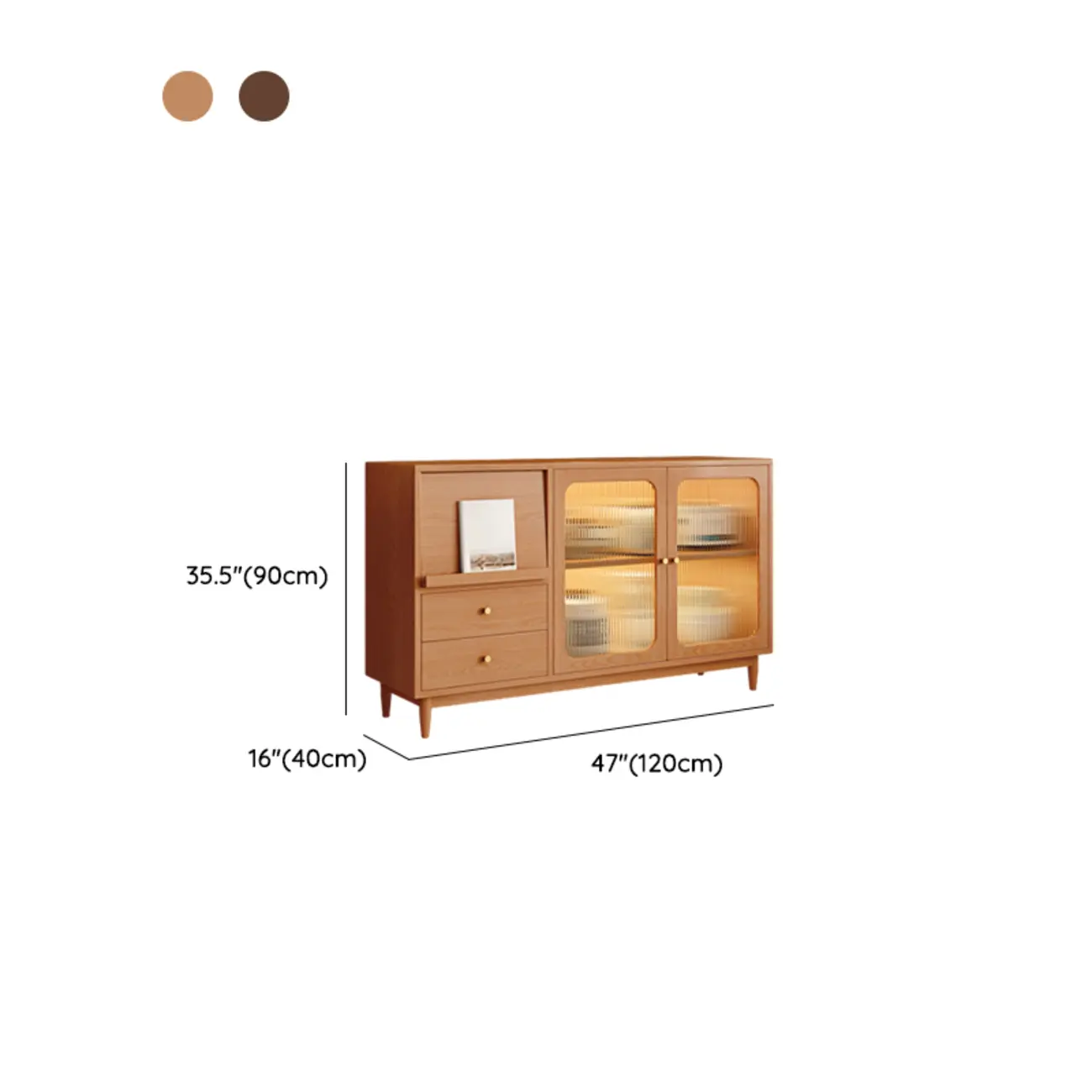 Natural Finish Rubberwood Sideboard with Drawers #size | homeyfad