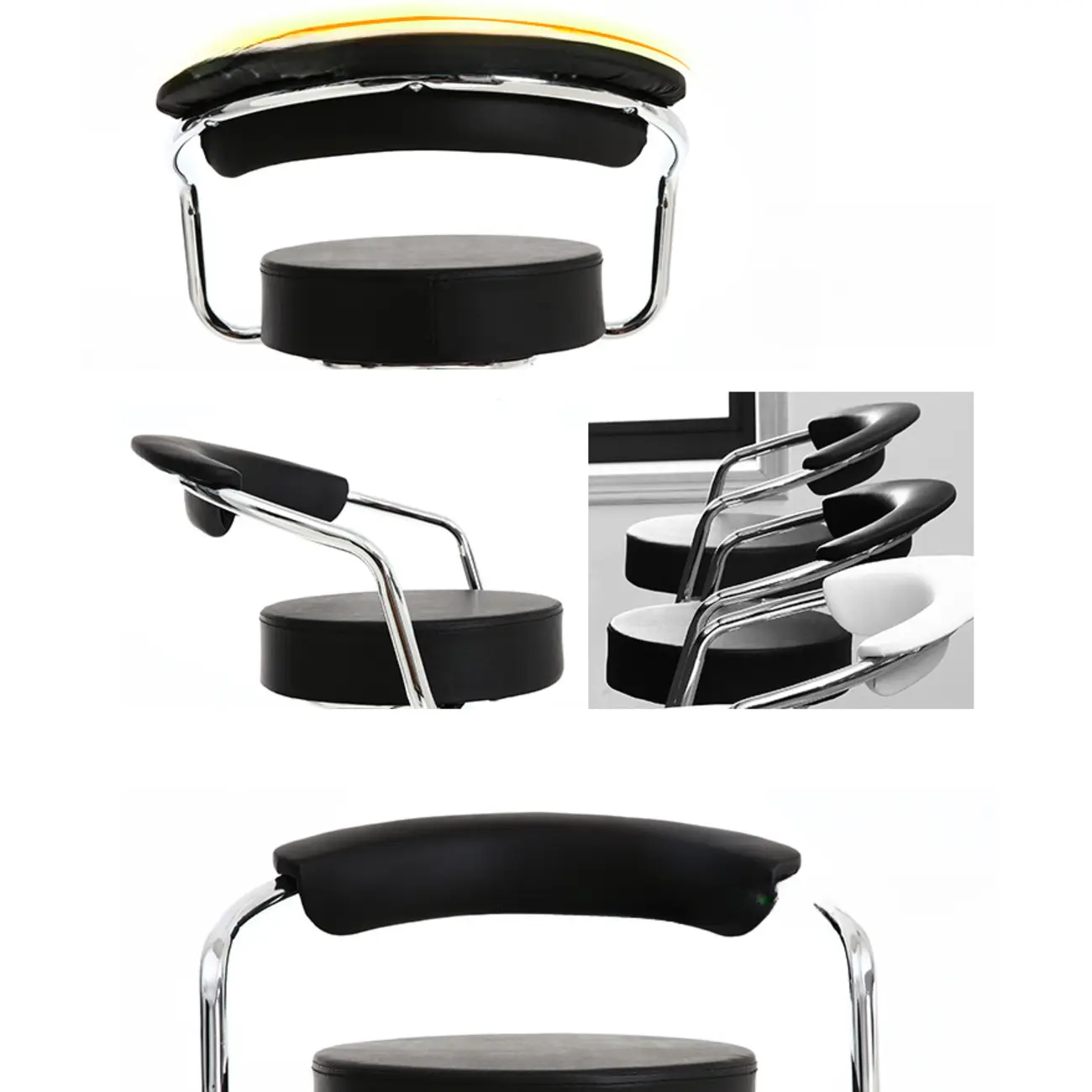 Modern Chrome Leather Ergonomic Adjustable Bar Stool | homeyfad