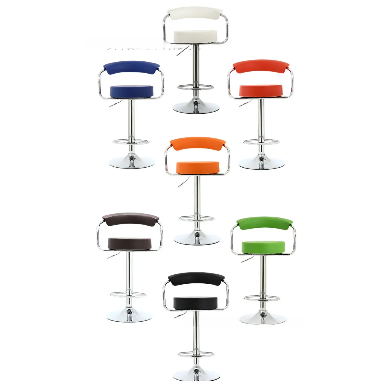 Modern Chrome Leather Ergonomic Adjustable Bar Stool | homeyfad