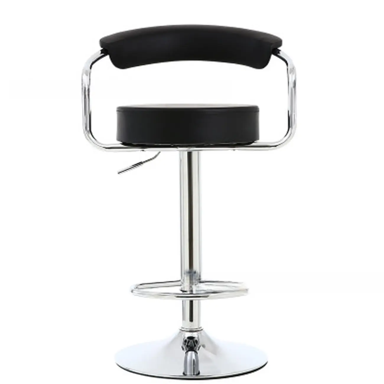 Modern Chrome Leather Ergonomic Adjustable Bar Stool | homeyfad