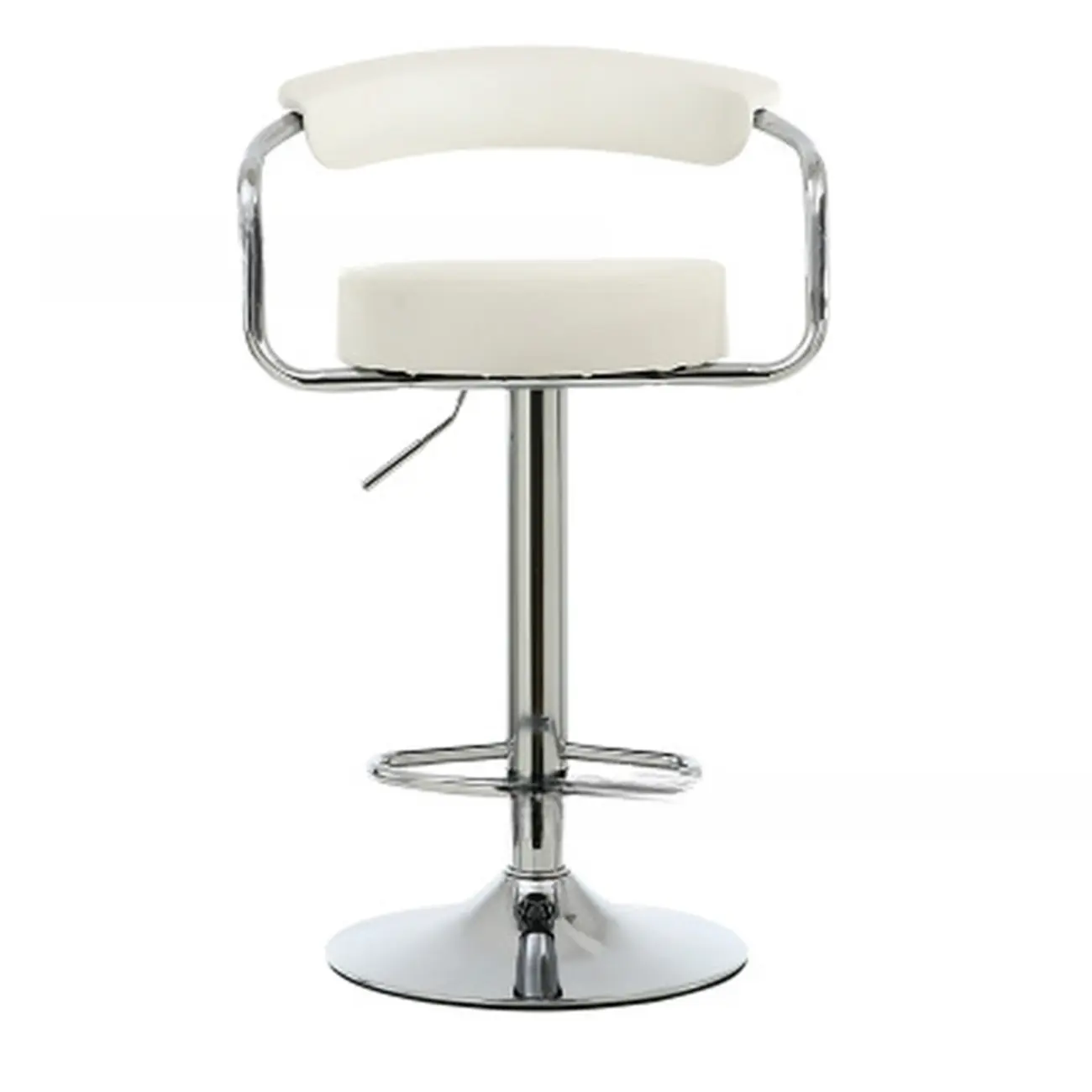 Modern Chrome Leather Ergonomic Adjustable Bar Stool | homeyfad