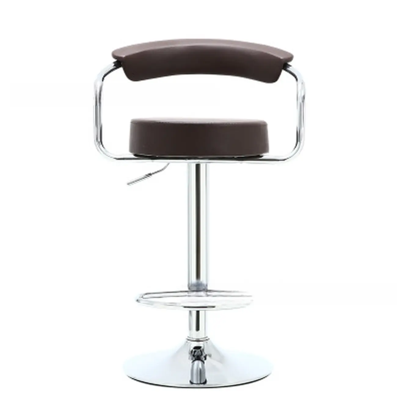 Modern Chrome Leather Ergonomic Adjustable Bar Stool | homeyfad