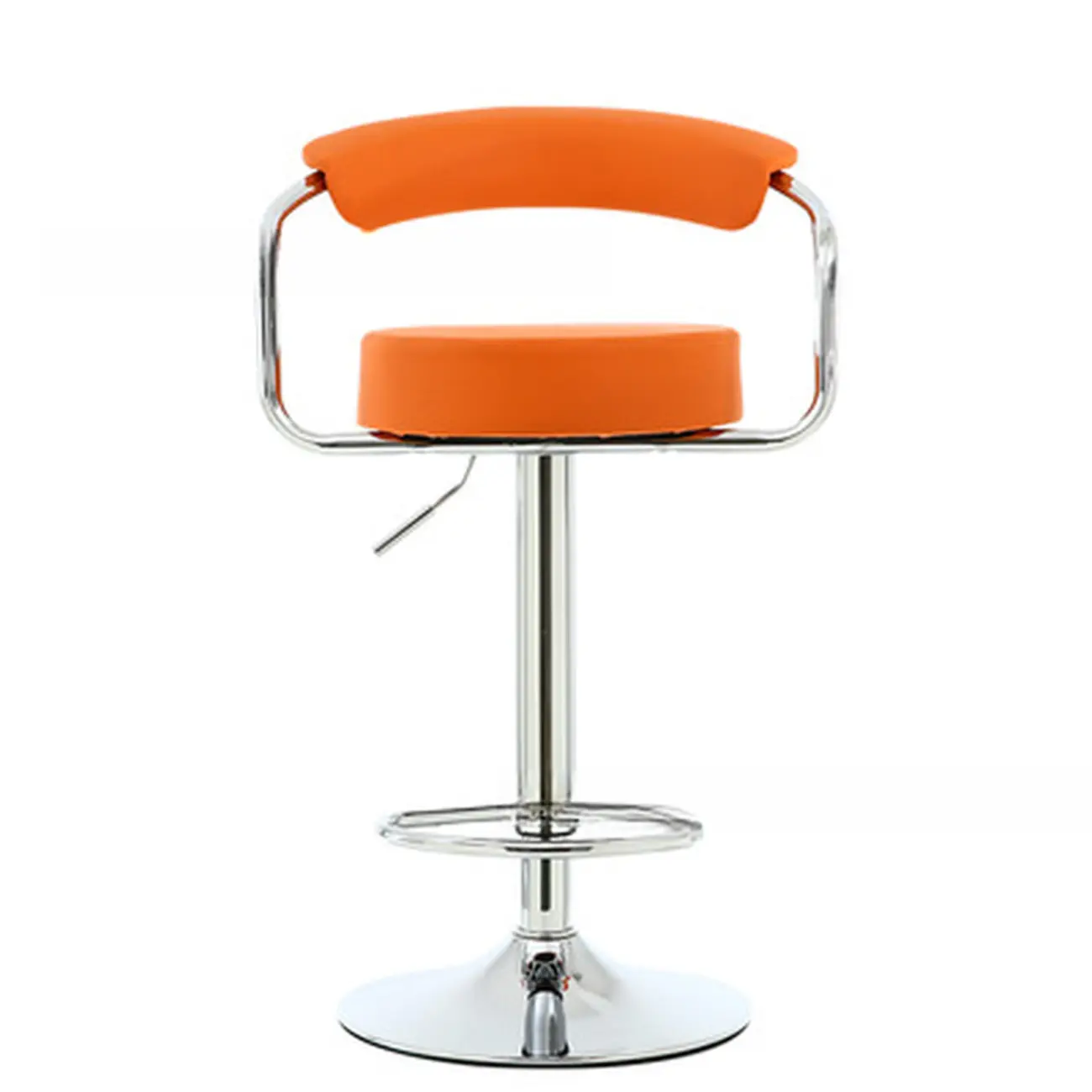 Modern Chrome Leather Ergonomic Adjustable Bar Stool | homeyfad