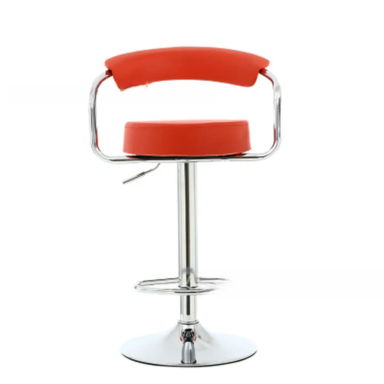 Modern Chrome Leather Ergonomic Adjustable Bar Stool | homeyfad
