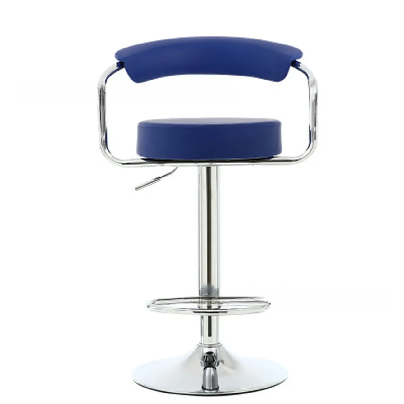 Modern Chrome Leather Ergonomic Adjustable Bar Stool | homeyfad