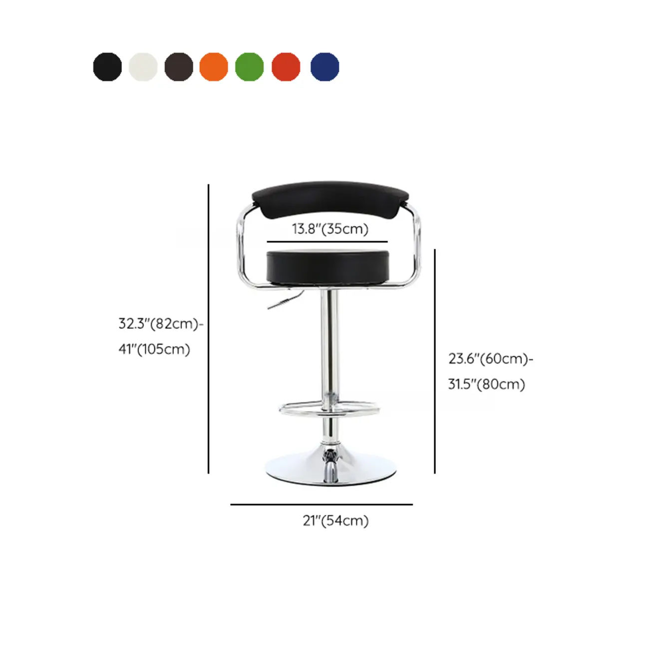 Modern Chrome Leather Ergonomic Adjustable Bar Stool | homeyfad