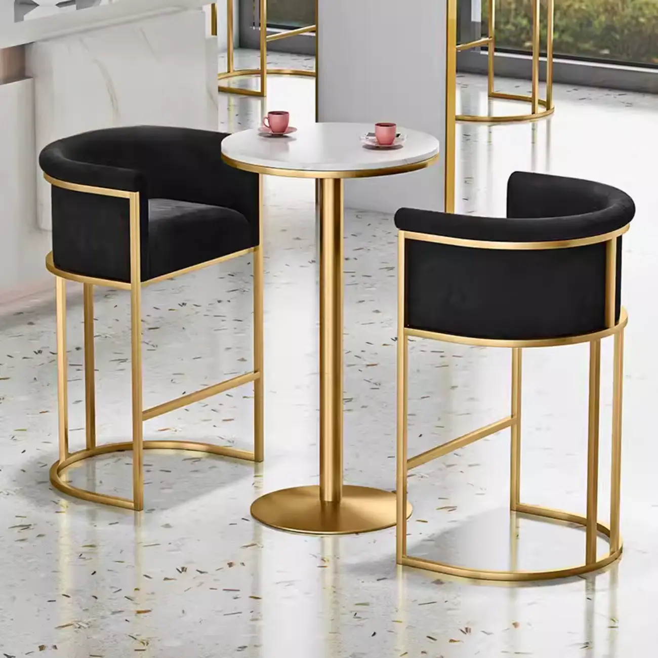 Glam Gold Sled Velvet Upholstered Bar Stool Image - 1 | homeyfad