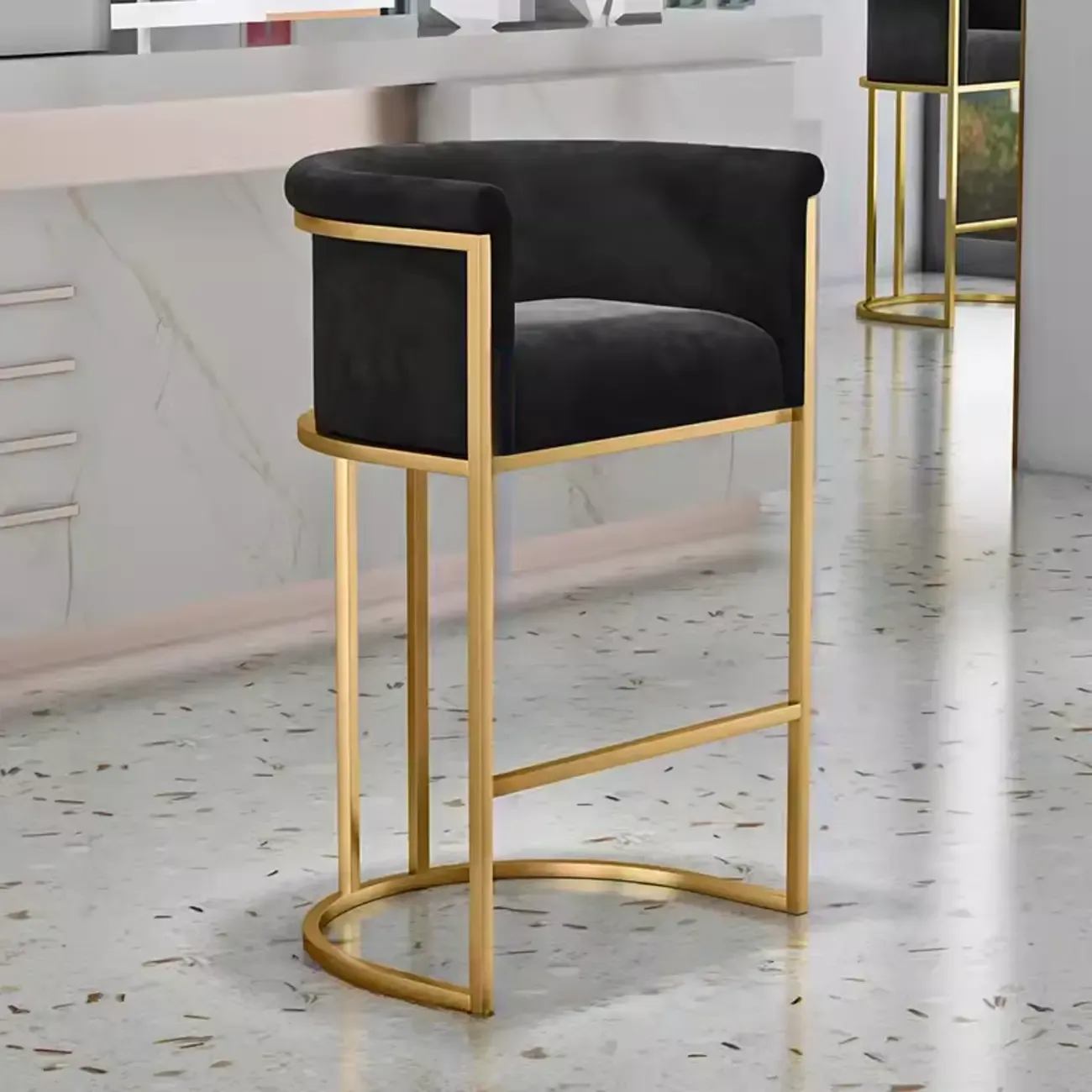 Glam Gold Sled Velvet Upholstered Bar Stool | HomeyFad