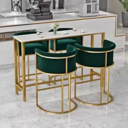 Glam Gold Sled Velvet Upholstered Bar Stool Image - 2