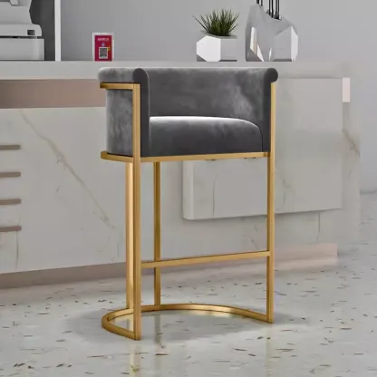 Glam Gold Sled Velvet Upholstered Bar Stool Image - 7