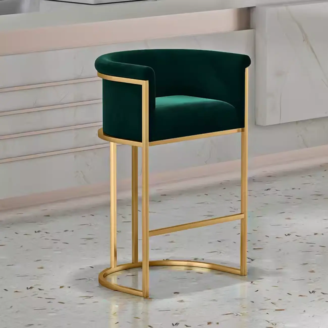 Glam Gold Sled Velvet Upholstered Bar Stool Image - 8 | homeyfad