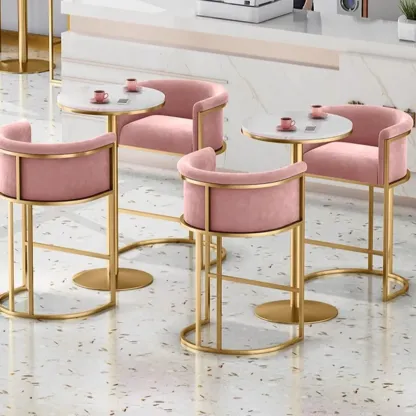 Glam Gold Sled Velvet Upholstered Bar Stool Image - 4