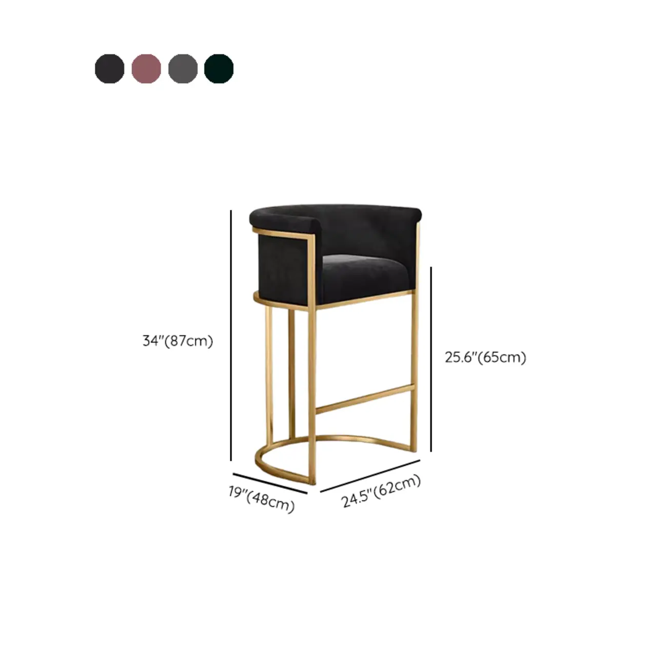 Glam Gold Sled Velvet Upholstered Bar Stool #size | homeyfad