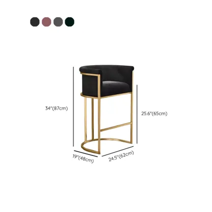 Glam Gold Sled Velvet Upholstered Bar Stool #size