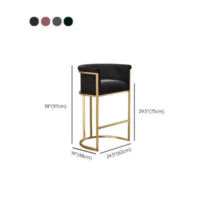 Glam Gold Sled Velvet Upholstered Bar Stool Image - 10