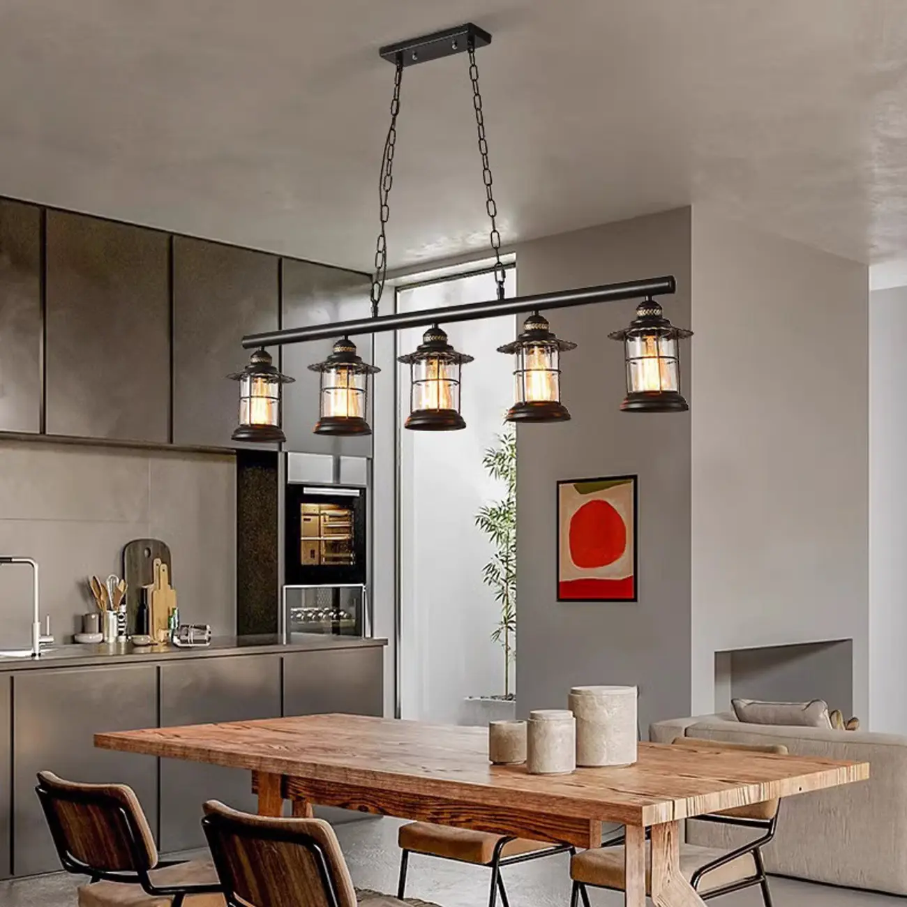 Industrial Rust Cylinder Black Pendant Lights for Kitchen Island Image - 4 | homeyfad