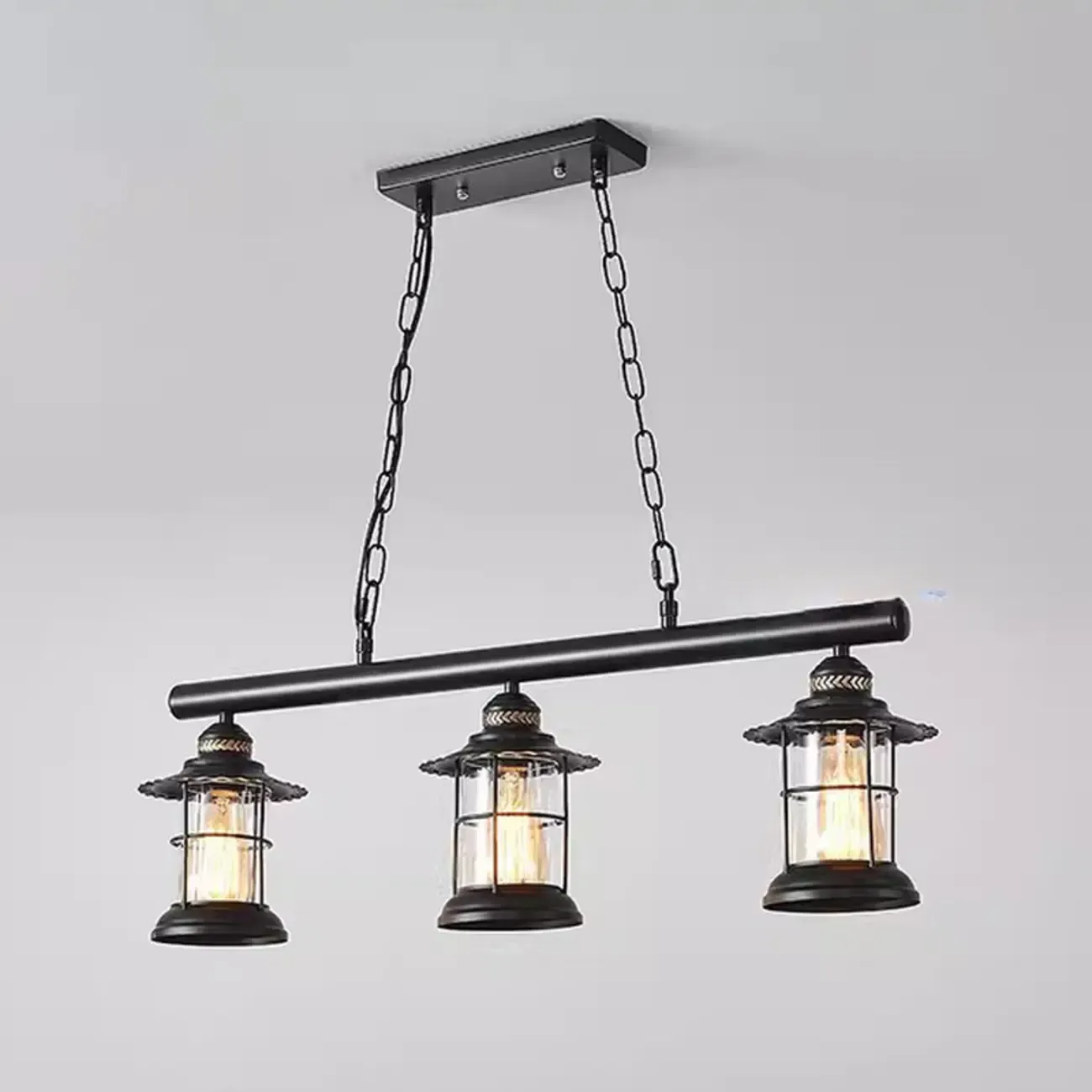 Industrial Rust Cylinder Black Pendant Lights for Kitchen Island Image - 13